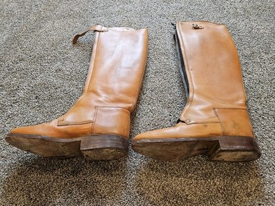 English Made Hawkins Tan Leather Royale Riding Boots UK 8. Polo, Equestrian 