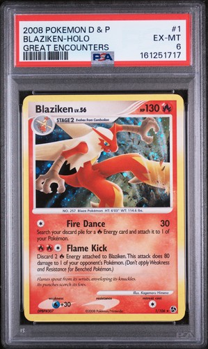 2008 POKEMON DIAMOND & PEARL GREAT ENCOUNTERS #1 BLAZIKEN-HOLO PSA 6