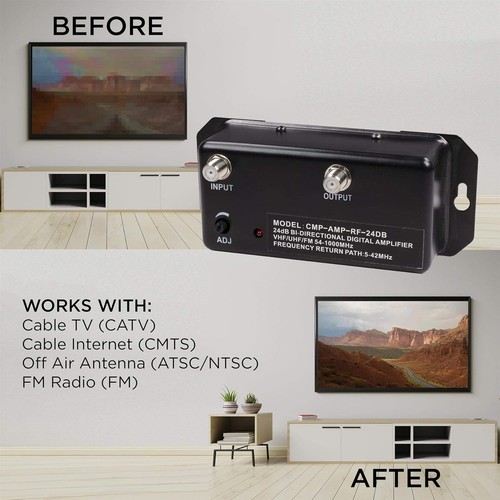 TV Antenna Amplifier 24dB Signal Booster with RG6 Cable Heavy Duty Metal Housing - Picture 10 of 10