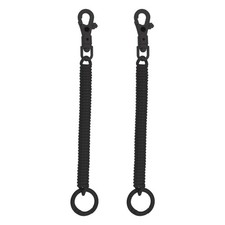 2pcs Retractable Coil Springs Keychain with Metal Lobster Clasp Keyring, Black