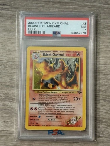 2000 POKEMON GYM CHALLENGE HOLO #2 BLAINE'S CHARIZARD PSA 7