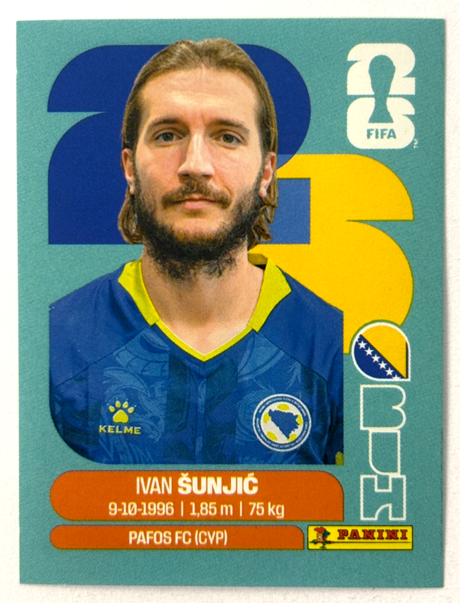 ロマンアルバム ダイナソー ポスター モーションシールカード 2026 FIFA WC USA Panini Sticker #119 BIH 11 IVAN SUNJIC Brazil