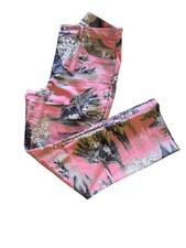 Trousers Woman Size 8 Printed Pink Floral Unbranded Printed Cotton Spandex