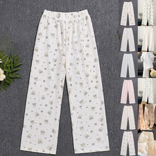 Women Printed Long Trousers Straight Leg Loose Fitting Casual Roomwear Pants