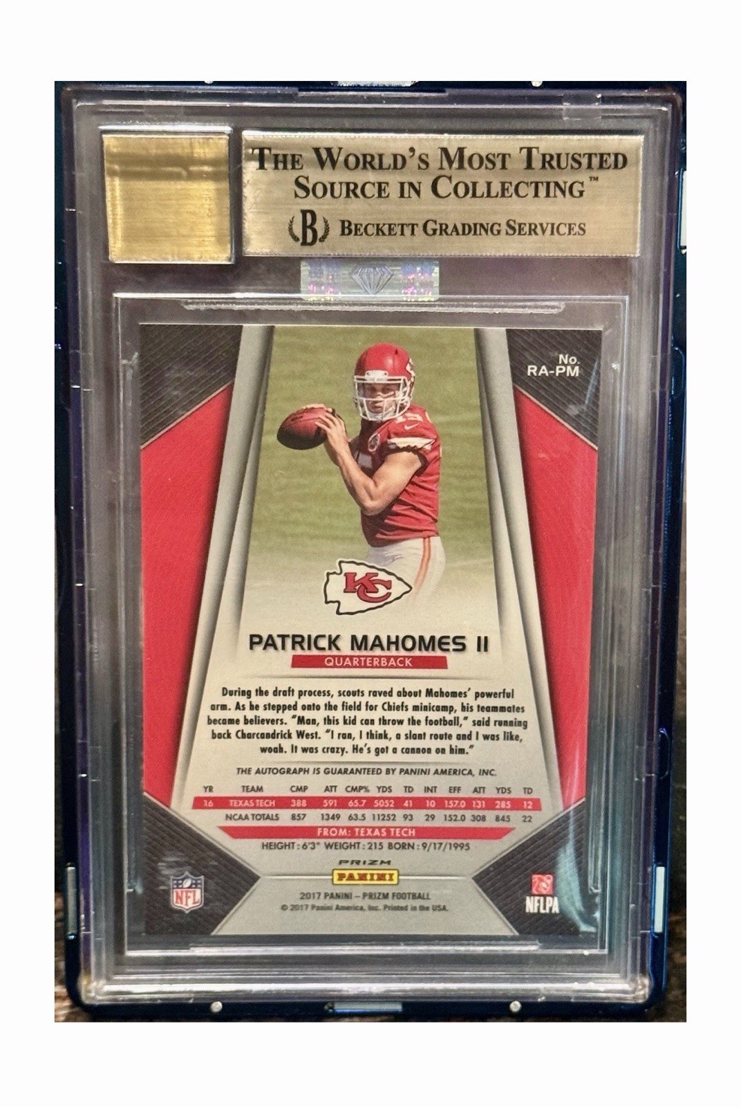 2017 Prizm Patrick Mahomes Rookie Auto MBA silver diamond BGS 9.5/ 10 Auto! view 2