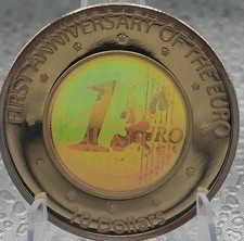 10 Dollar First Anniversary of the Euro 2003 Hologramm Nauru Silber PP