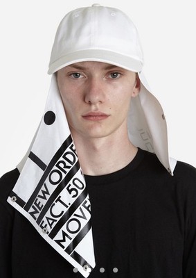 Auth Raf Simons White Joy Division Atmosphere Baseball Cap SS18 With Attachments
