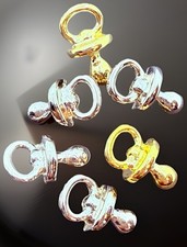 Silver And Gold Metal Baby Pacifier Charms Qty:6