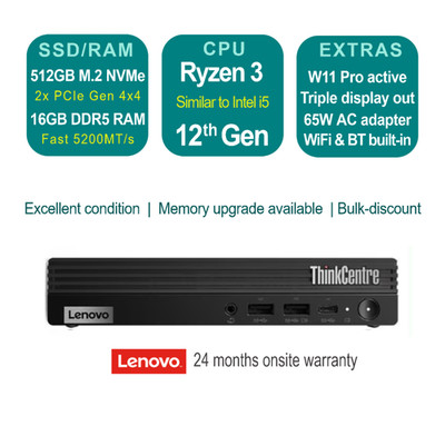 Lenovo ThinkCentre M75q Gen 5 AMD Ryzen 8300GE 16GB DDR5 RAM 512GB SSD Mini PC