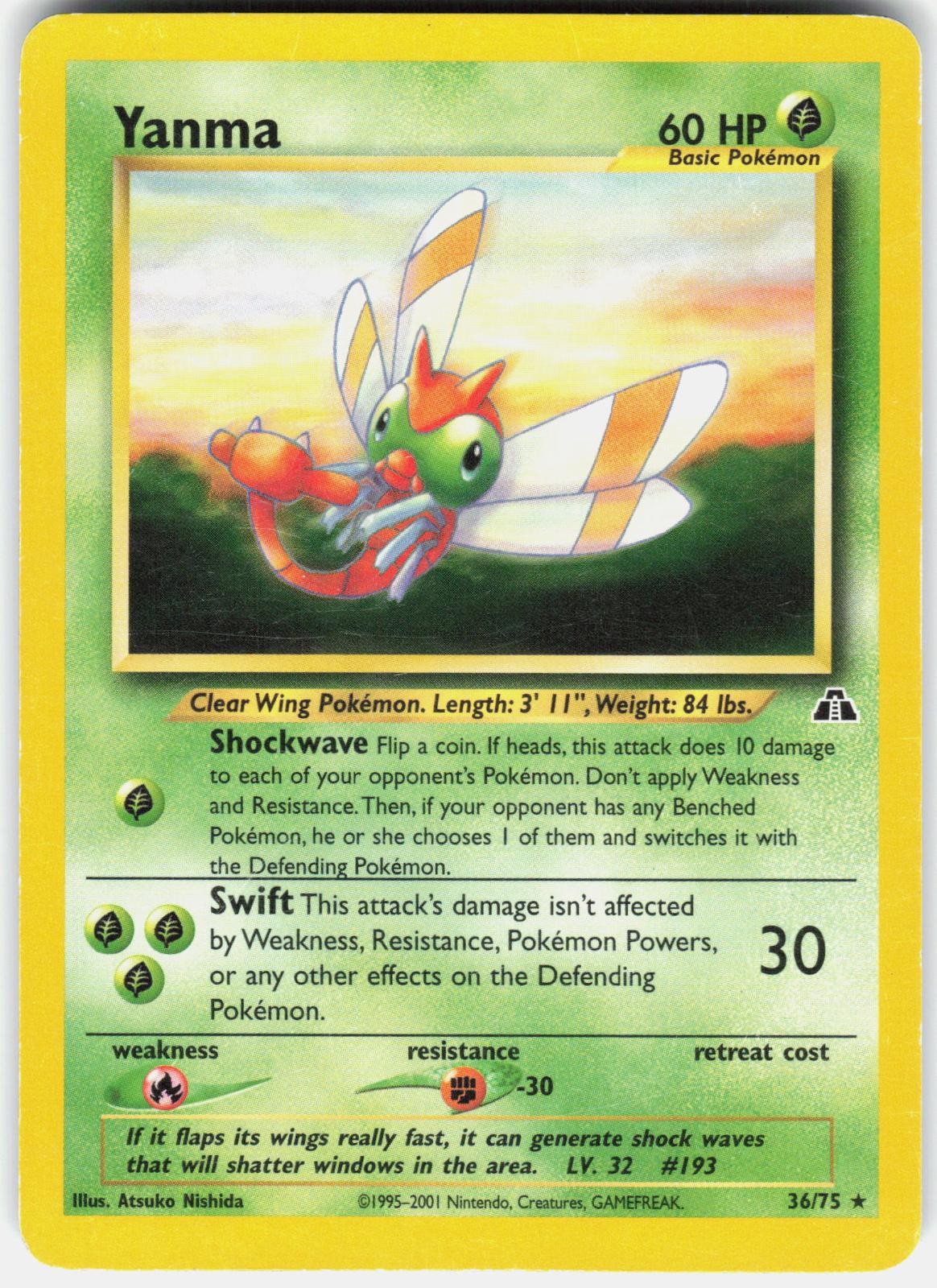 Yanma 36/75 Rare Neo Discovery Pokemon Unlimited Lightly Played