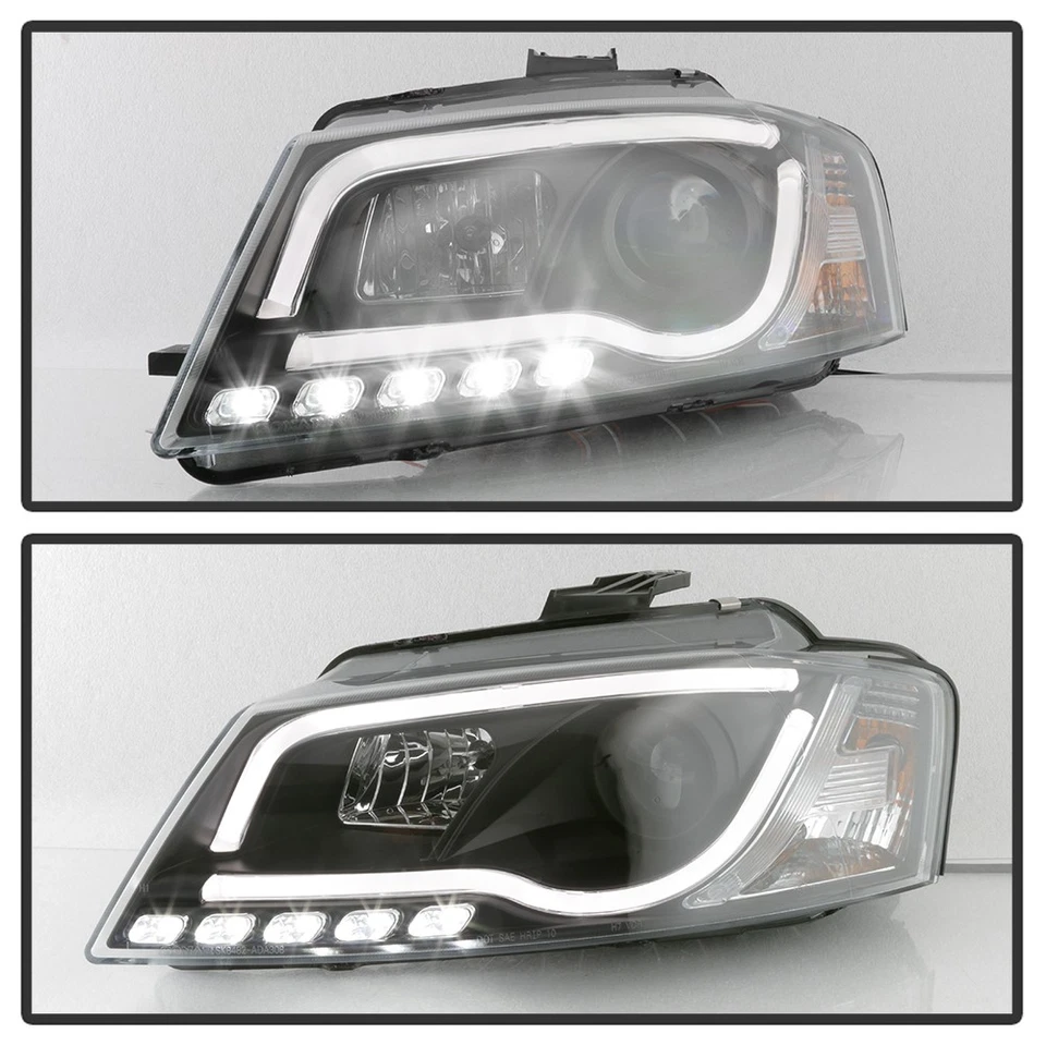 Faros proyectores negros para Audi A3 DRL "RS5 LED Style" 2009-2012 con luces de funcionamiento Foto 4 de 4