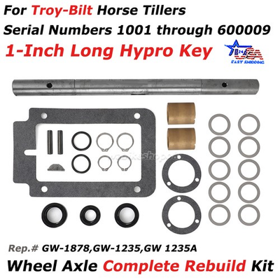 #ad For Troy Bilt Horse Tillers Axle Rebuild Kit 1quot; Key Seals Gaskets Bushings Shims $99.89