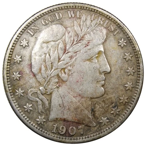 1907-D Barber Half Dollar XF+ EXTRA Fine Details Scratched A1940