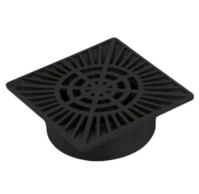 Box of 40 - Dura 064-S Black 6'' Square Drainage Grate. Universal, NDS, Rain Bird