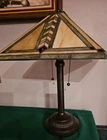 Vtg Tiffany-Style Mission Stained Glass Table Lamp 20"