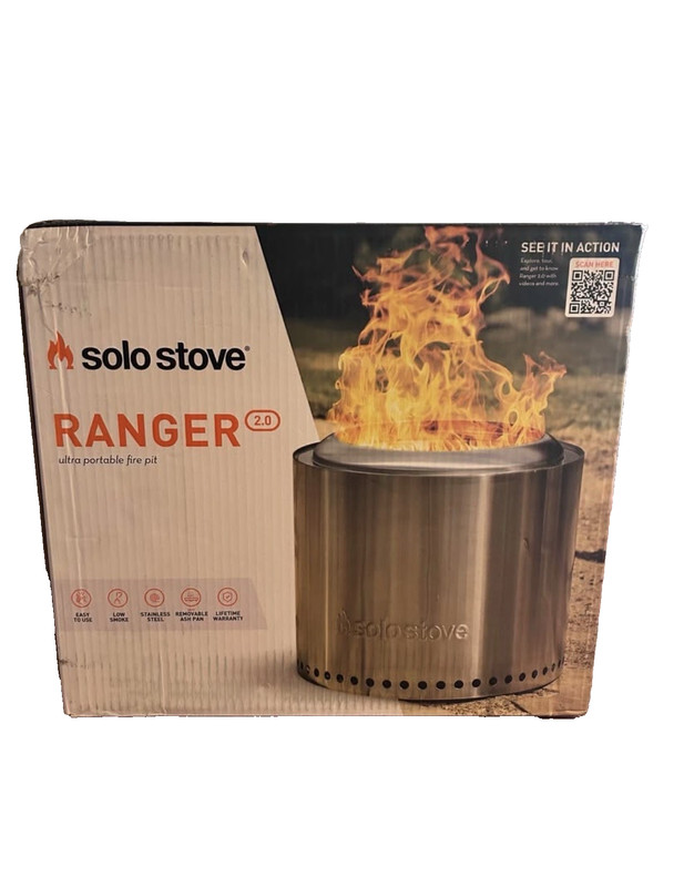 Solo Stove Ranger 2.0 Outdoor Fire Pit Stainless Steel Portable 15"Dia x 12.5"H