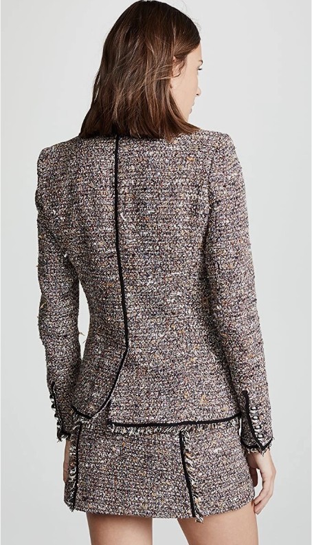 Veronica Beard Theron Tweed Blazer Jacket Size 10 Brown Multi View 3