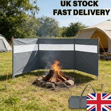 5m Windbreak for Beach Camping, 3 Panel Portable Garden Wind Screen with Bag UK