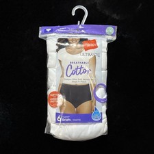 Hanes Women's Ultimate Breathable Cotton Tagless Briefs 6 Pack 8/XL White New