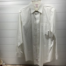 Brooks Brothers Mens 16-34 Traditional Fit Non-Iron White Cotton Dress Shirt