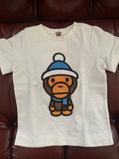 A Bathing Ape BAPE White Ape Head Logo Graphic Crew Neck T-Shirt Kid size 6 /110