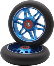 2Pcs 110mm Pro Scooter Wheels with Abec 9 Bearings Fit for 110mm, Blue