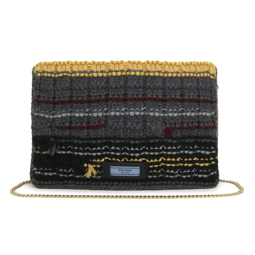 Prada Knit Flap 2-Way Clutch with Chain Strap for Shoulder or Crossbody Wear in Tessuto Nylon
