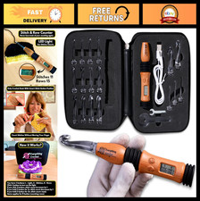 Vintage Crochet Hook Set with Light  Digital Counter - Ergonomic, 17 Sizes, Gre