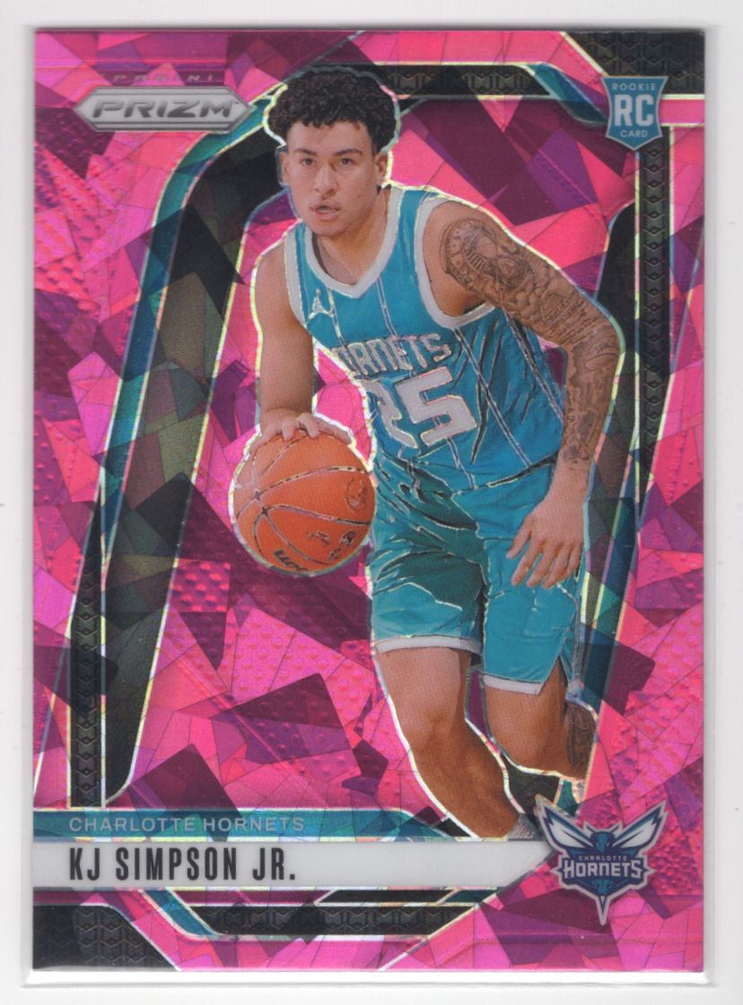 #247 KJ Simpson Jr. 2024-25 Panini Prizm Pink Ice RC Charlotte Hornets