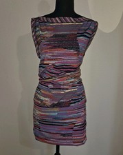 BCBG Maxazria Womens Mini Dress Stretch Striped Sleeveless Medium Colorful 