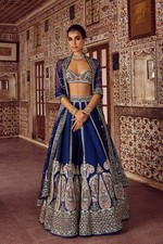 Thai Silk Lehenga Choli Set 3.5 Meter Flair Sequins Dori Thread Work Net Dupatta
