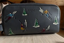 COACH Small Travel Kit with Ski Slope Print, Zip Closure, 8.75x5x3.25" CE680 Ski