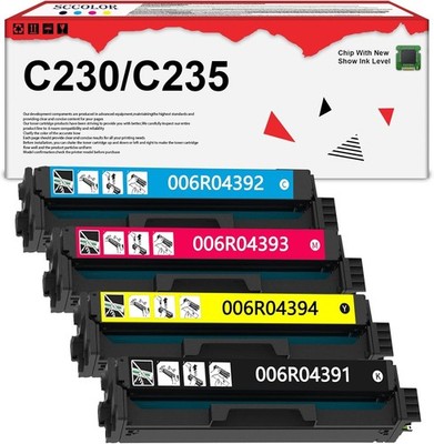 Extra High Yield C230 C235 Toner Cartridge New Chip 006R04391/2/3/4 BK:555