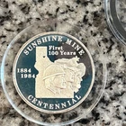 Rare 1984 Sunshine Mining Centennial Coin 1 Troy Oz .999 Fine Silver Round Medal
