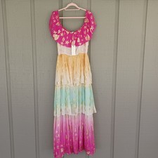 LoveShackFancy Vynne Ombre Tiered Maxi Dress Size 10 Women Femenine Tiered Slit