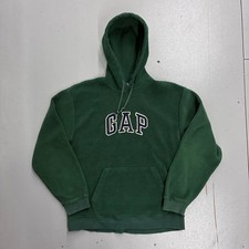Gap Mens Embroidered Arch Logo Fleece Hoodie Green Size M