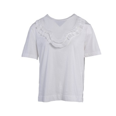 Sandro Paris Damen Bluse weiß reine Baumwolle Kurzarm Gr.11677E Gr.40 L T3
