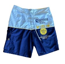 Y2K Corona Extra Swim Trunks Shorts Men 36x10 Beer Drawstrings Pockets 2000s