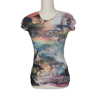 miss posh San Diego tee shirt colorful juniors M 32x24 burnout style New