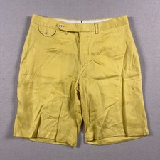 VTG Polo Ralph Lauren Shorts Mens 33 Yellow 100 Linen Bradbury Fit