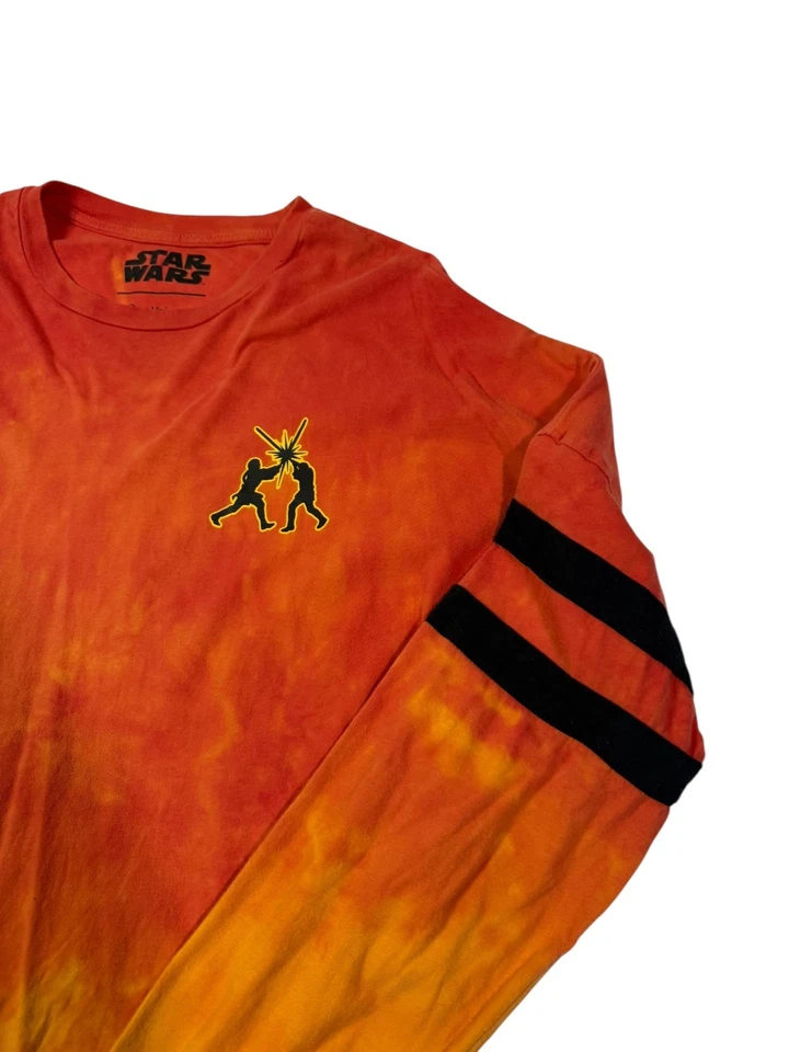 Camisa Star Wars By Our Universe Hombre S Naranja Tie-Dye Logo Gráfico Estampado Mustafar Foto 3 de 4
