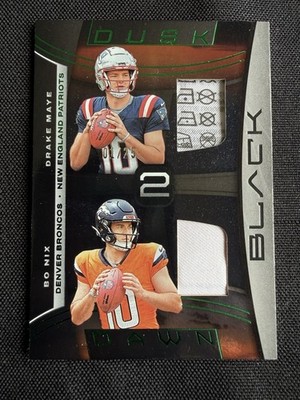 2024 Panini Black Dusk 2 Dawn Drake Maye Bo Nix 1/25 Patch Laundry Tag Rookie
