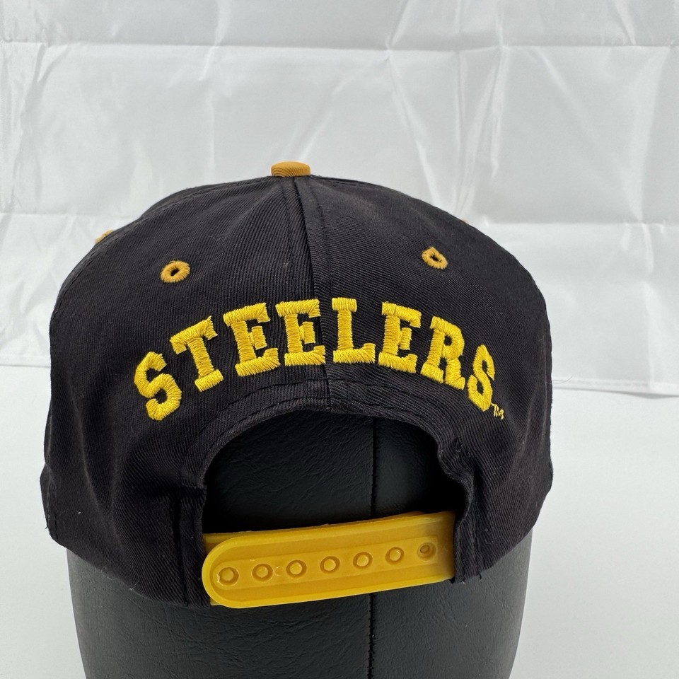 Vintage Pittsburgh Steelers Hat Cap Snapback Black Yellow Blockhead 90s ...