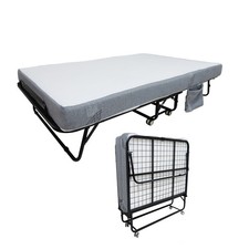 Folding Bed Rollaway Bed Portable Metal Guest Bed With 5'' Memory Foam Mattress