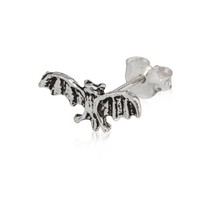 Einzelohrstecker Fledermaus 925 Silber Antik Oxidiert 13X7Mm Gothic Ohrring