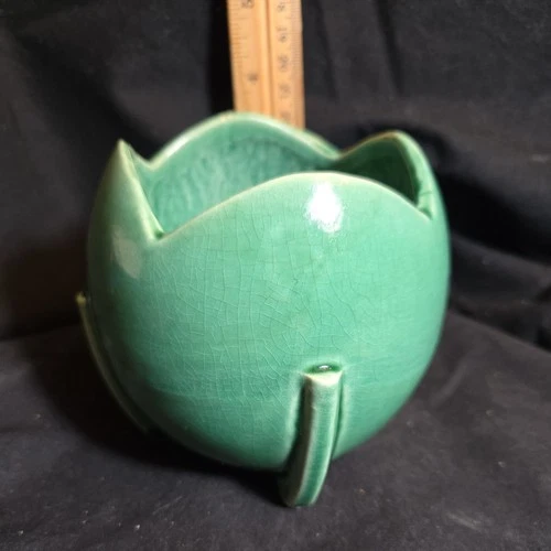Nelson McCoy Art Pottery Green Tulip Planter Vase #29 Art Deco 1930s/40s VTG
