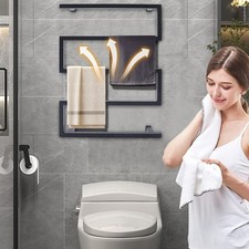 5-Bar Heated Bars Hot Towel Warmer Electric Drying Rack Wall Mount Rack Black