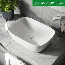 Bathroom Sink Hand Wash Countertop Modern Small Basin Ceramic White Oval Round