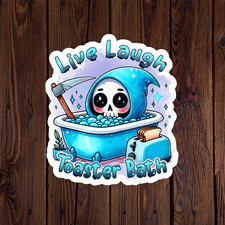 Skeleton sticker decal sarcastic funny grim reaper live laugh toaster bath 7"