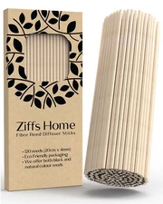 Ziffs Home® 120pcs Natural Fibre Reed Diffuser Sticks - 20cm/7.87in x 4mm/0